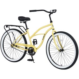 Single Speed Bicycles 26"Inch,Steel Frame, Wide Wheels for Stability, Rear Coaster Brakes,Multiple Colors Women's Beach Cruiser Bike