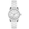 Time and Tru Women's White Bezel Watch with Silicone Strap