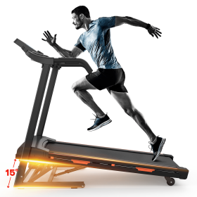 Foldable Treadmill with Incline, Electric Treadmill with Bluetooth Speaker, 3.5HP Powerful Motor, 330LBS Weight Capacity, Fitshow APP Support