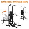 Power Tower with Bench Pull Up Bar Dip Station Adjustable Height Dip Stand Heavy Duty Multi-Function Fitness Rack