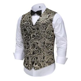 Mens Jacquard Paisley Vest, Casual Business Slim Fit Suit Vest (size: S)