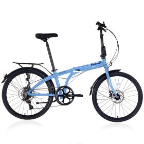 24" Folding City Bike Aluminum Frame 7 Speed Folding Bike (Color: as Pic)