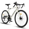 A28320R 700c Ecarpat Road Bike, 16-Speed L-TWOO Disc Brakes, Light Weight Aluminum Frame ,Racing Bike City Commuting Road Bicycle for Men Women