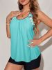 Floral Print Casual Tank Top, Round Neck High-Stretch Beachwear Top, Women's Swimwear & Clothing