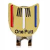 1pc "One Putt" Pattern Golf Hat Clip; Golf Putting Alignment Aiming Ball Marker With Magnetic