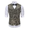 Mens Jacquard Paisley Vest, Casual Business Slim Fit Suit Vest