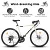 A28320R 700c Ecarpat Road Bike, 16-Speed L-TWOO Disc Brakes, Light Weight Aluminum Frame ,Racing Bike City Commuting Road Bicycle for Men Women